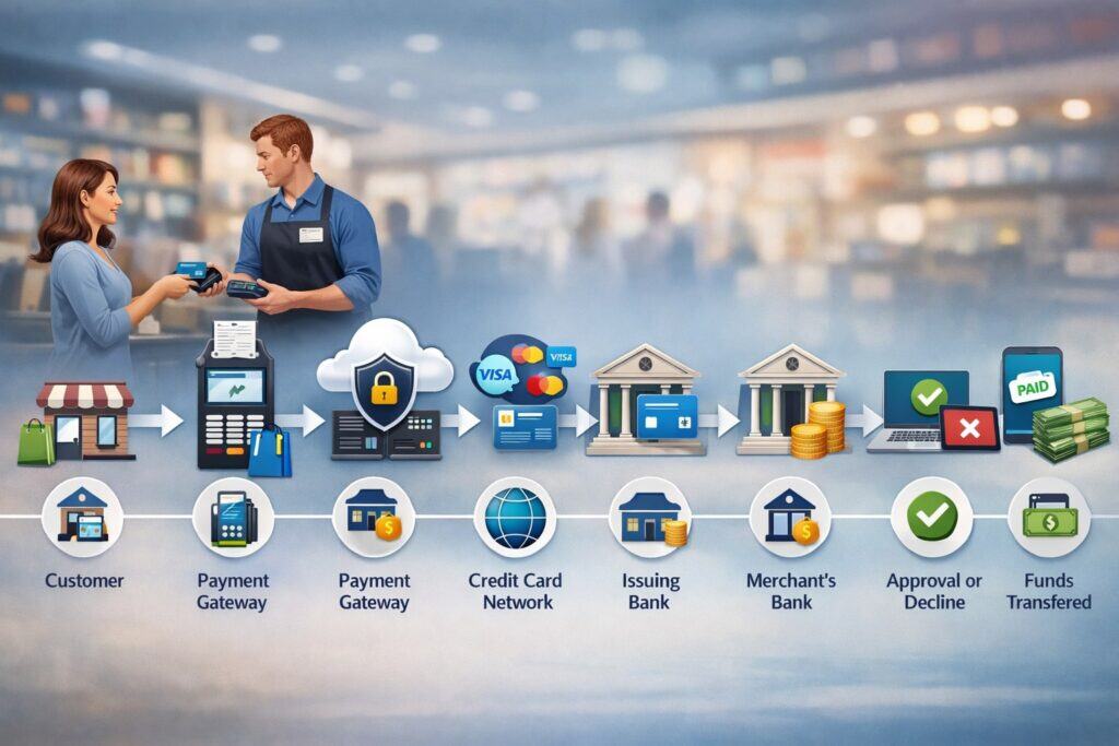 Step-by-Step Flow of Credit Card Processing