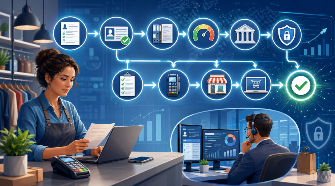 Merchant account approval process illustration