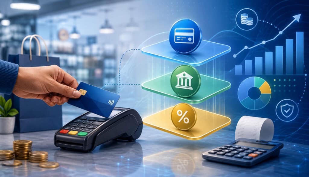 Payment processing fees with card transaction and fintech cost layers