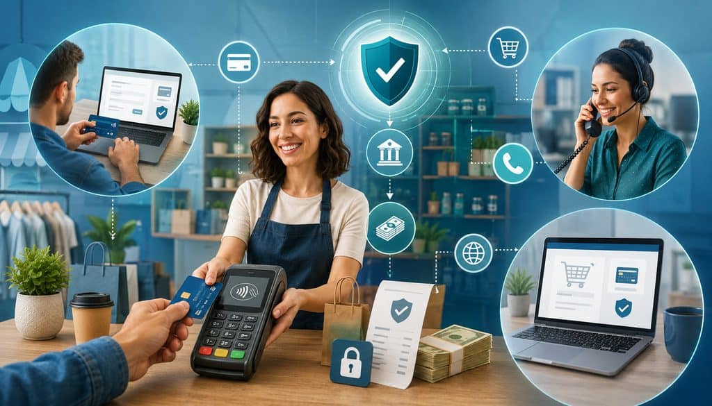 Card-present, phone, and online deposit payment methods