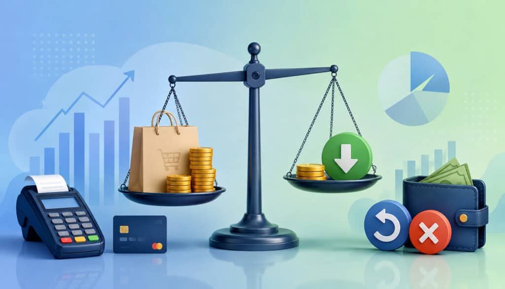 Gross sales vs net sales with refunds and chargebacks illustration