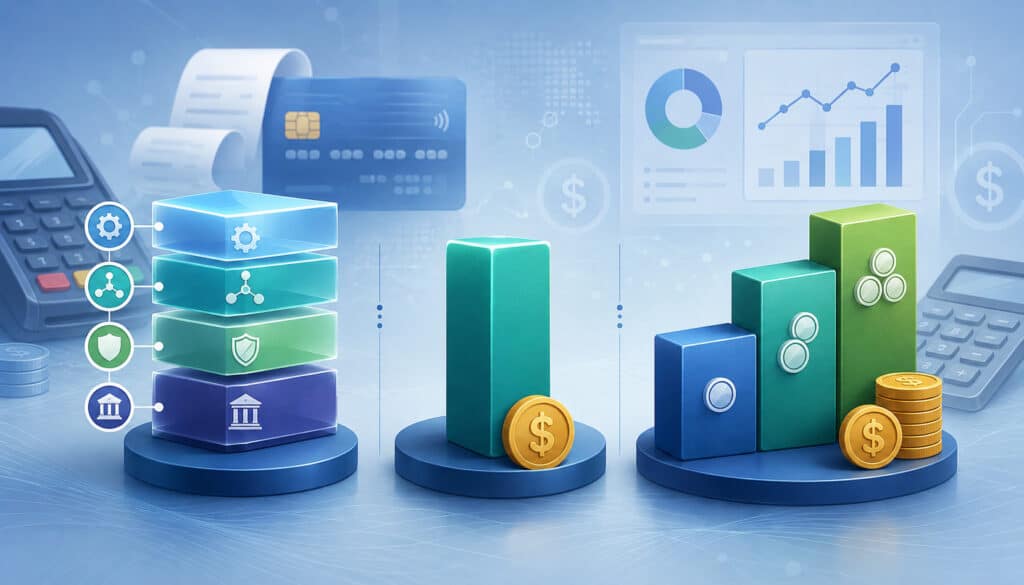 Payment processing pricing models comparison illustration