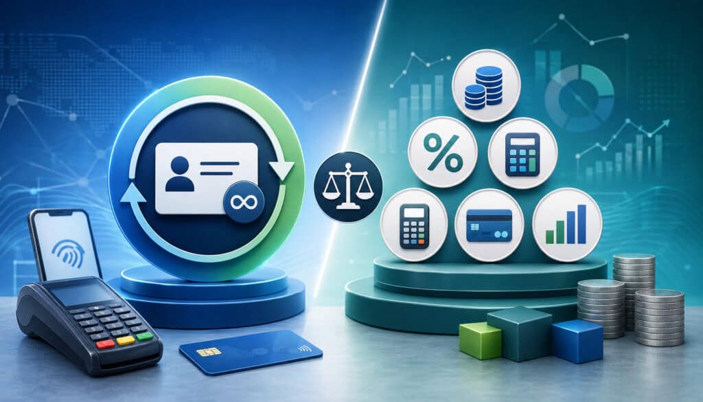 Membership pricing versus payment processor fee models illustration